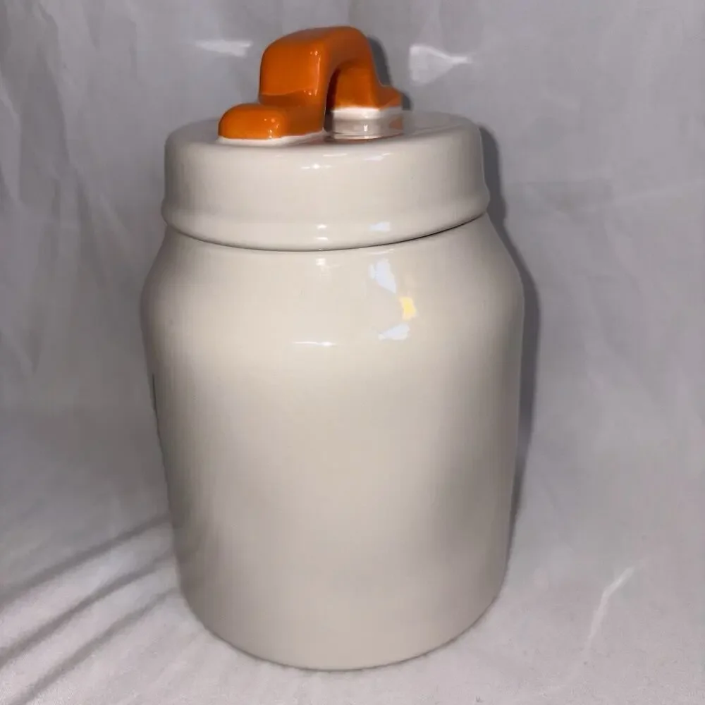 RAE DUNN “CREEPY” Halloween Ceramic 7”Canister Jar w/ Lid Spiders EUC